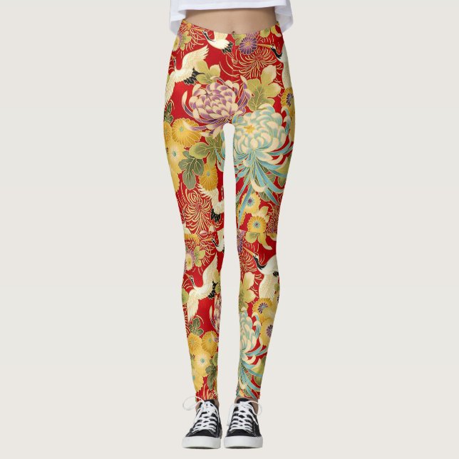 Leggings Guêtres chinoises d'impression florale (Devant)