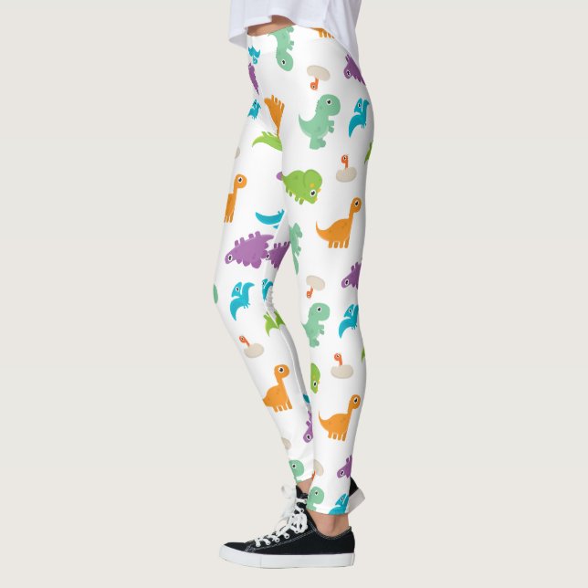 Leggings Guêtres colorées mignonnes de DINOSAURES (Gauche)
