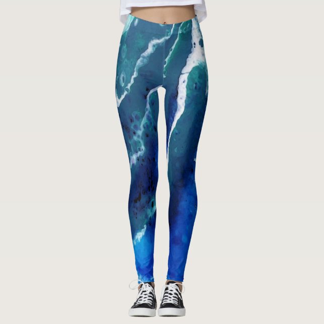 Leggings Guêtres d'abrégé sur marée d'océan (Devant)