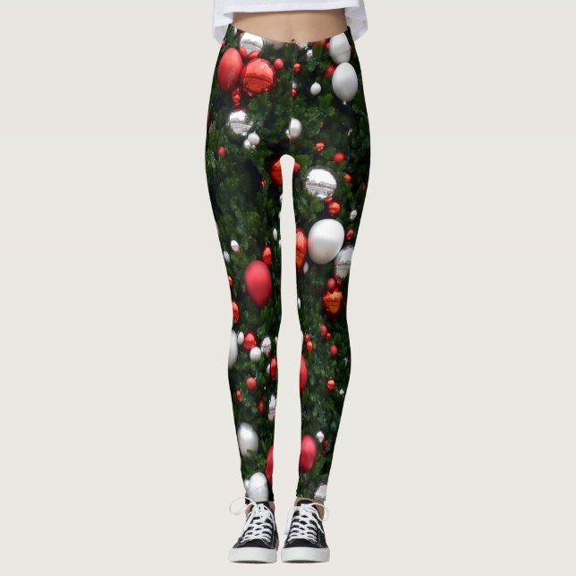 Leggings Guêtres d'arbre de Noël (Devant)