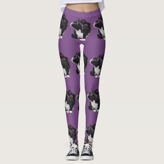 Leggings Guêtres d'art de chat de chat de smoking (Devant)
