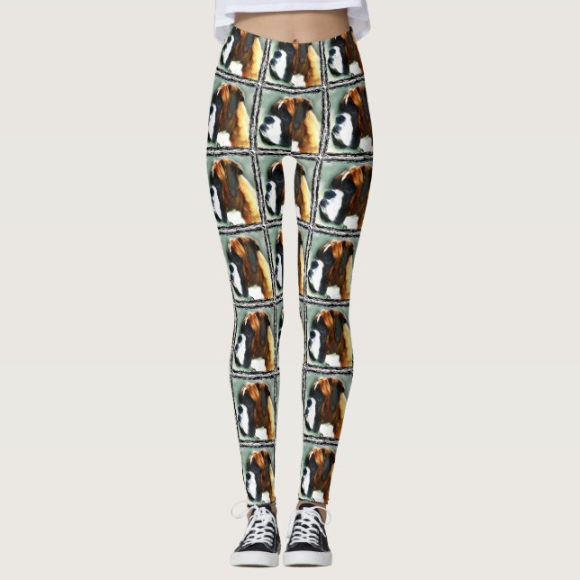 Leggings Guêtres d'art de chien de boxeur (Devant)
