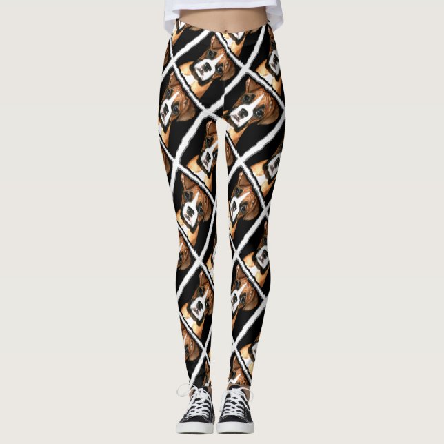 Leggings Guêtres d'art de chien de boxeur (Devant)