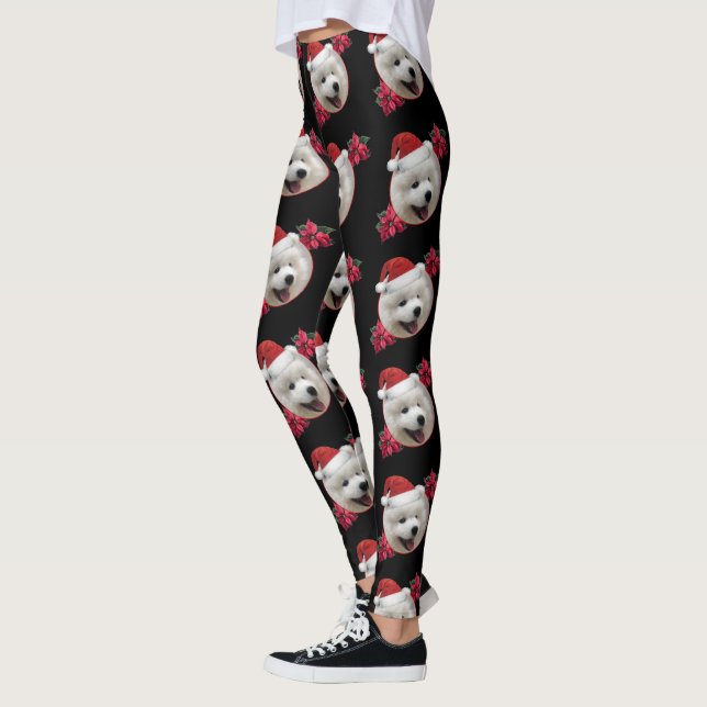 Leggings Guêtres d'art de chiot de Samoyed de Noël (Gauche)