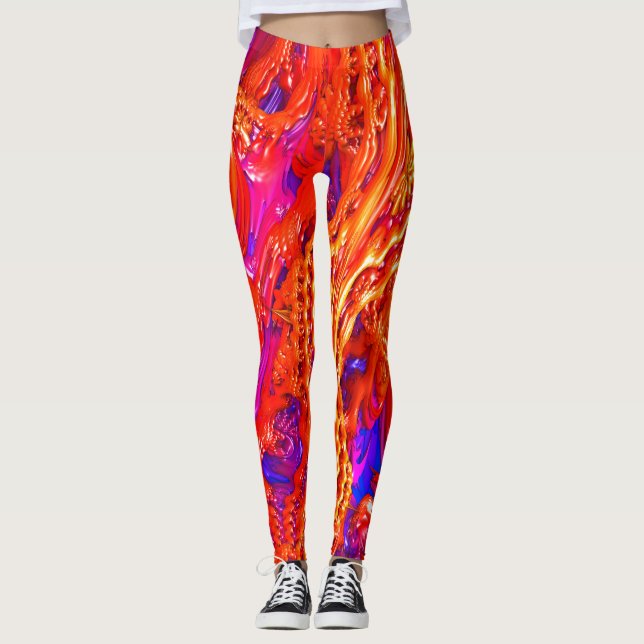 Leggings Guêtres d'art de fractale "de salade de fruits" ! (Devant)