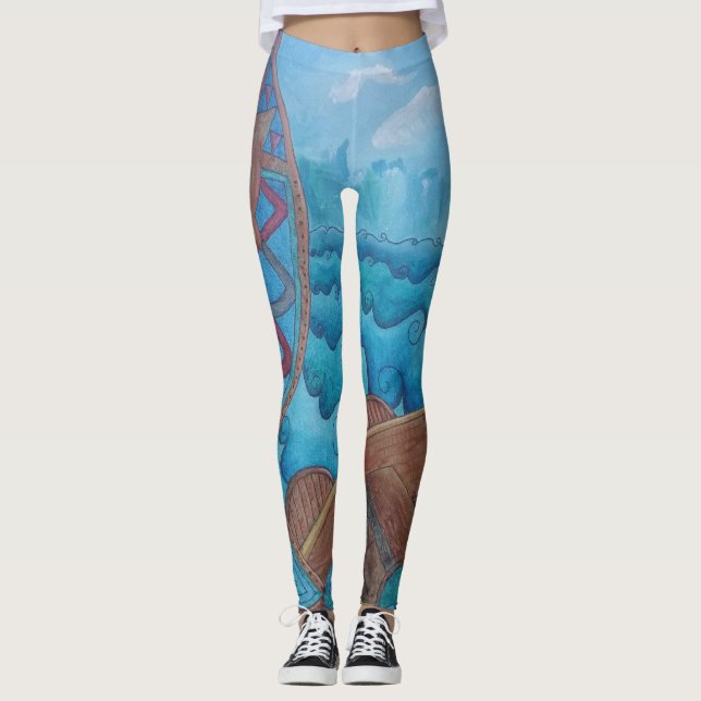 Leggings Guêtres de bateau de dragon (Devant)