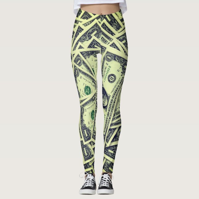 Leggings Guêtres de billet d'un dollar (Devant)