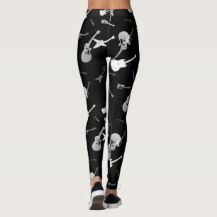 Leggings Guêtres de blanc de noir de roche de guitares