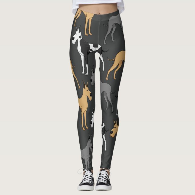 Leggings Guêtres de chien de great dane imprimées (Devant)