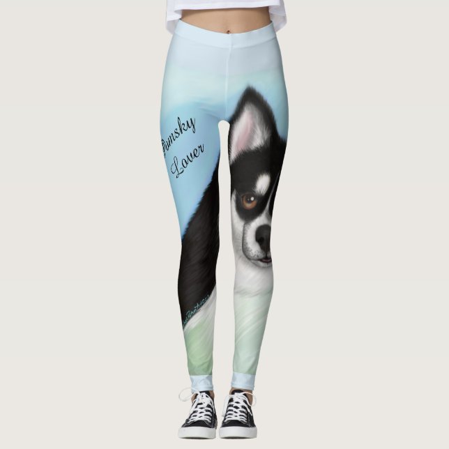 Leggings Guêtres de chien de Pomsky (Devant)