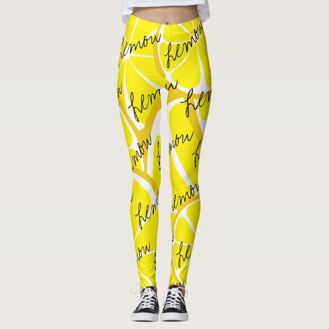 Leggings Guêtres de citron d'agrume d'été - copie (Devant)