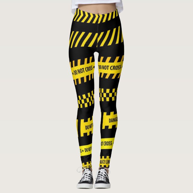 Leggings Guêtres de conception de bande de précaution (Devant)