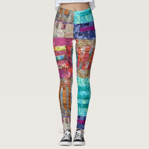 Leggings Guêtres de conception de carrés d'édredon