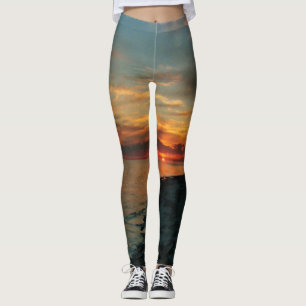 Leggings Guêtres de coucher du soleil d'océan