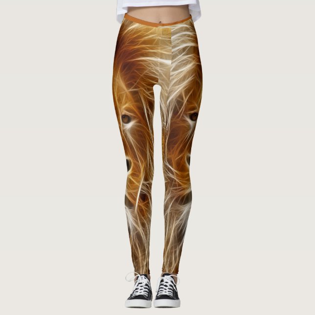 Leggings Guêtres de coutume de tête de lion d'imaginaire (Devant)