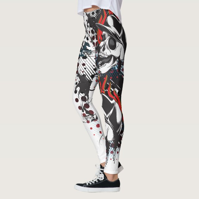 Leggings Guêtres de crânes partout (Gauche)