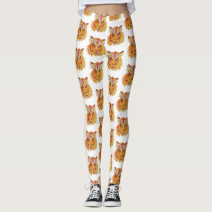 Leggings Guêtres de dessin d'art de visage de tigre