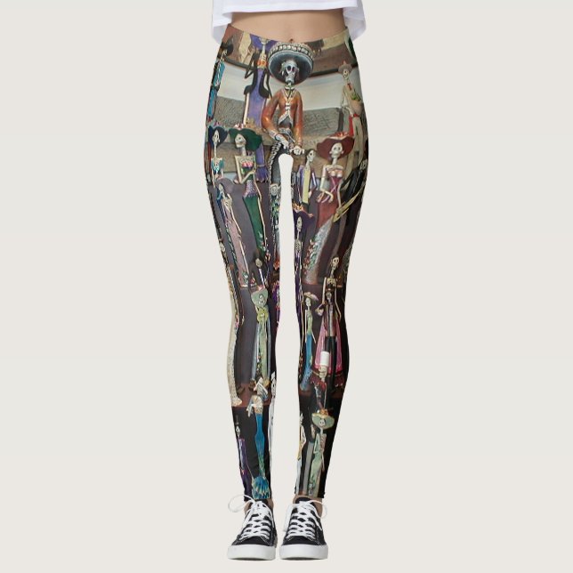 Leggings Guêtres de Día de Muertos (jour des morts) (Devant)