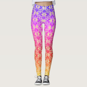 Leggings Guêtres de flower power d'arc-en-ciel