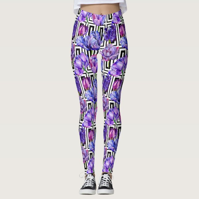 Leggings Guêtres de lilas de l'aquarelle des femmes (Devant)