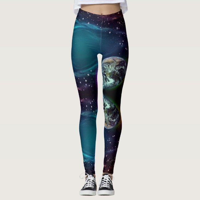 Leggings Guêtres de lune, de planète et d'étoiles (Devant)