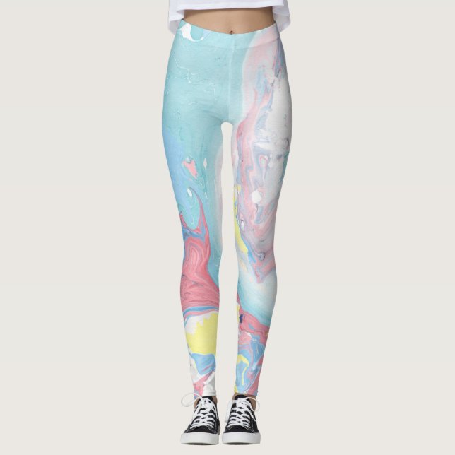 Leggings Guêtres de marbre en pastel (Devant)