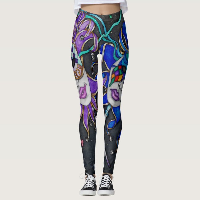 Leggings Guêtres de masque de farceur de comédie/tragédie (Devant)