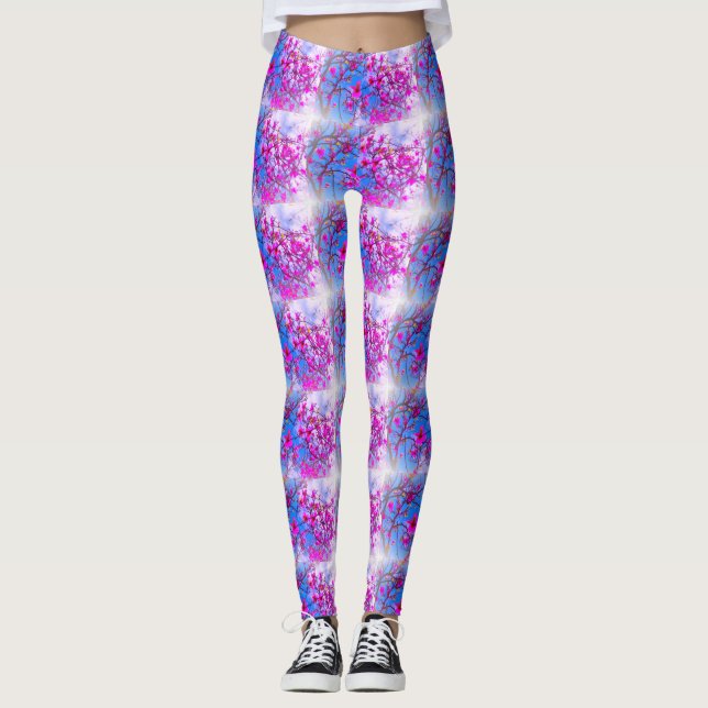 Leggings Guêtres de motif d'arbre de magnolia (Devant)