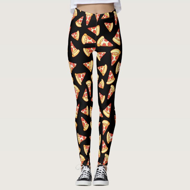 Leggings Guêtres de motif de dessin de tranche de pizza de (Devant)