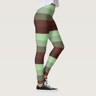 Leggings Guêtres de motif de rayure de vert forêt