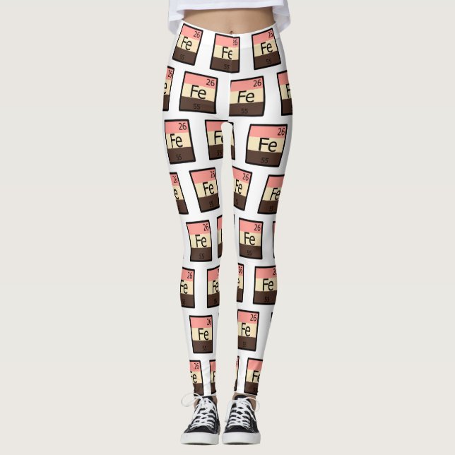 Leggings Guêtres de motif de Tableau périodique de Fe de (Devant)