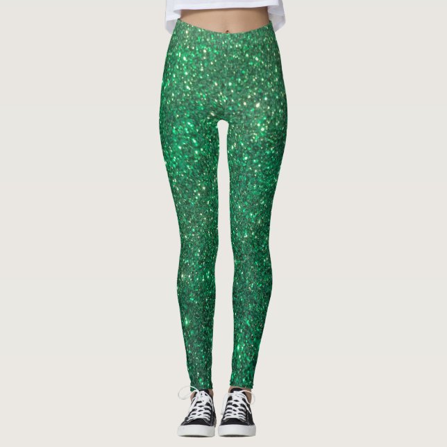 Leggings Guêtres de Noël de vacances de vert de parties (Devant)