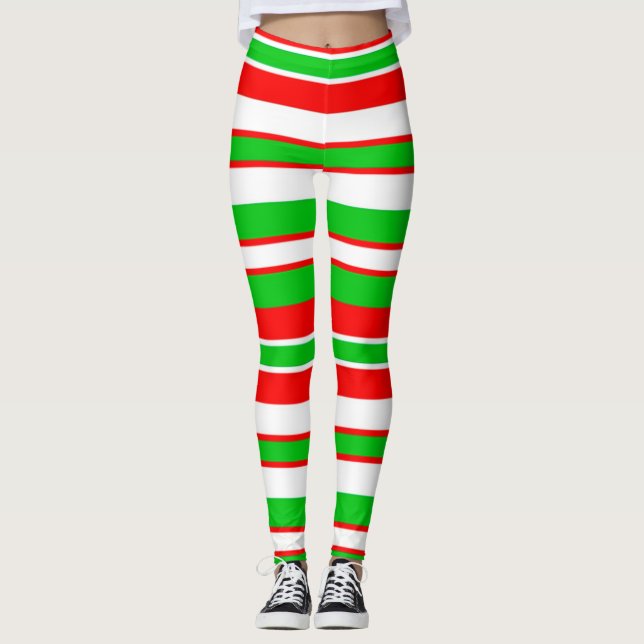 Leggings Guêtres de Noël/motif rayures de Noël (Devant)