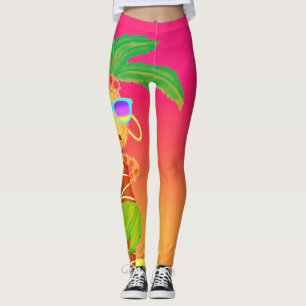 Leggings Guêtres de paume de danse polynésienne (orange d
