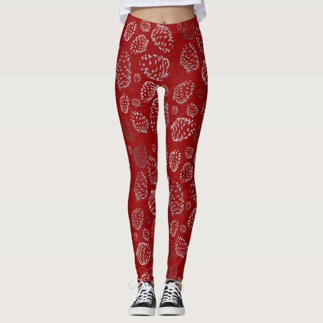 Leggings Guêtres de Pinecone de vacances (Devant)