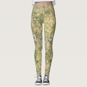 Leggings Guêtres de pivoines de Mucha