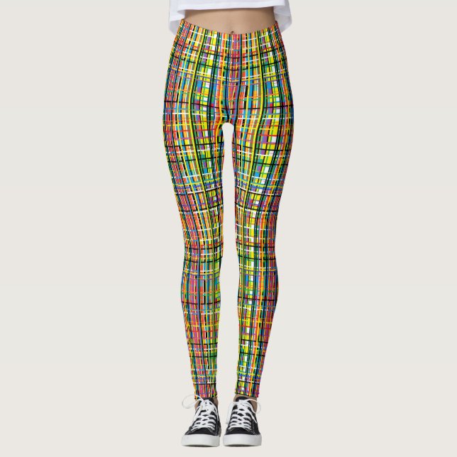 Leggings guêtres de plaid d'arc-en-ciel (Devant)