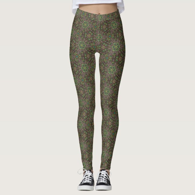 Leggings Guêtres de plume de paon (Devant)