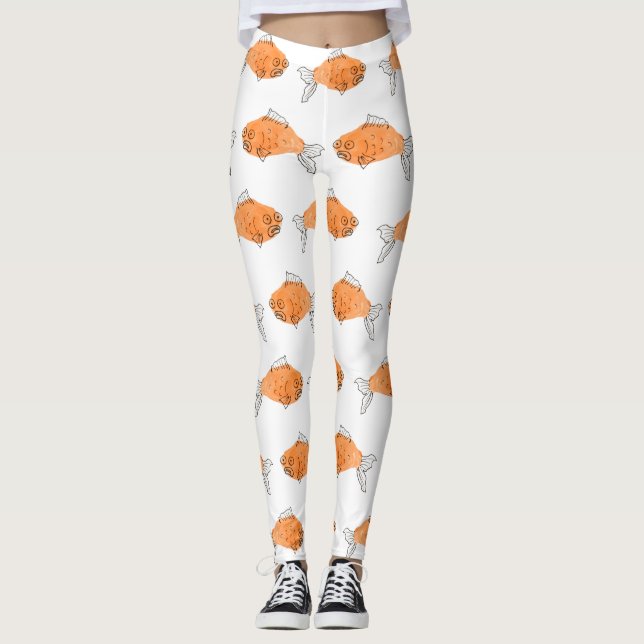 Leggings Guêtres de poisson rouge (Devant)