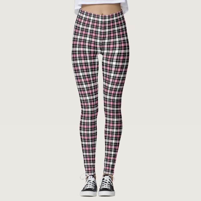 Leggings Guêtres de s de femmes roses de plaid '' (Devant)