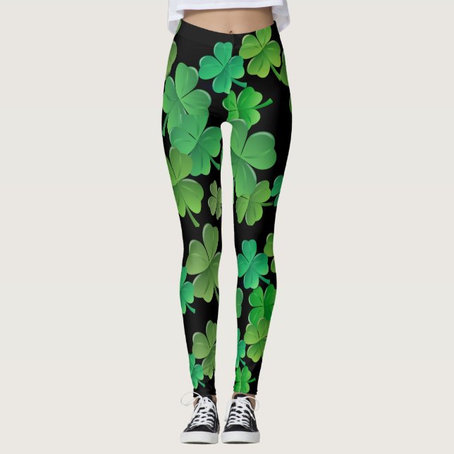 Leggings Guêtres de shamrock (personnalisables) (Devant)