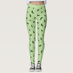 Leggings Guêtres de silhouette de noir de teckel de cheveu
