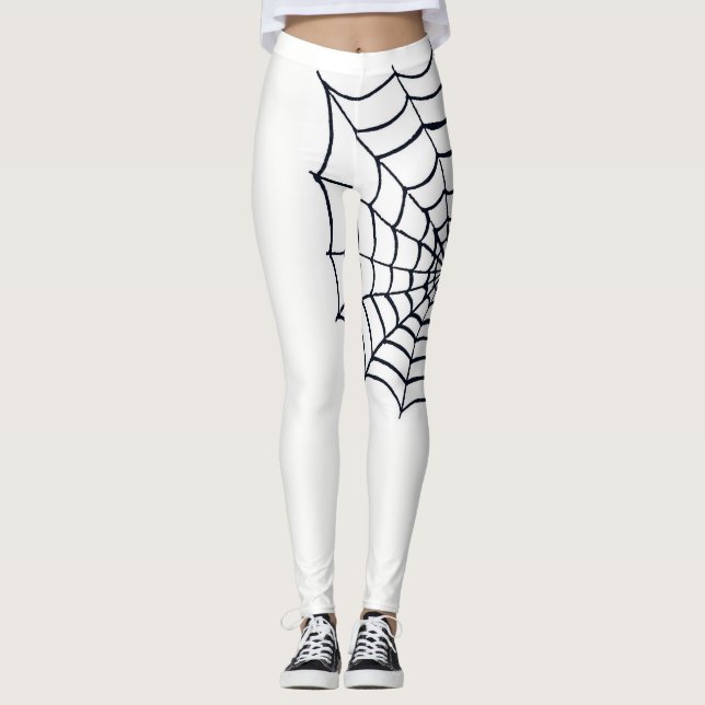 Leggings Guêtres de toile d'araignée noires et blanches (Devant)