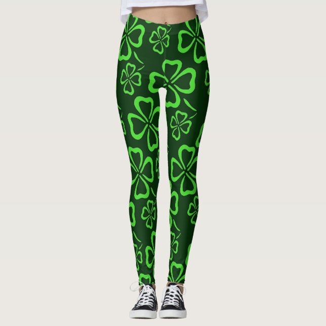 Leggings Guêtres de trèfle du jour de St Patrick (Devant)