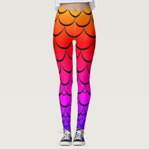 Leggings Guêtres d'échelle de sirène de coucher du solei