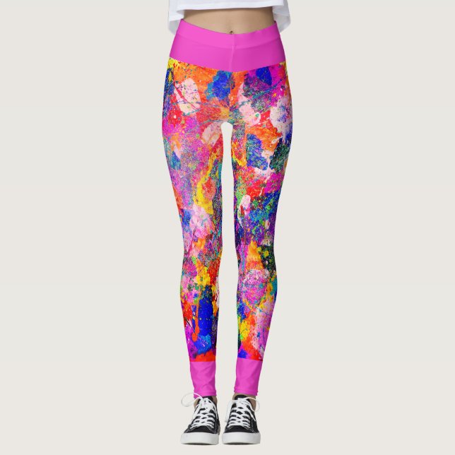 Leggings guêtres d'éclaboussure d'arc-en-ciel de parties (Devant)