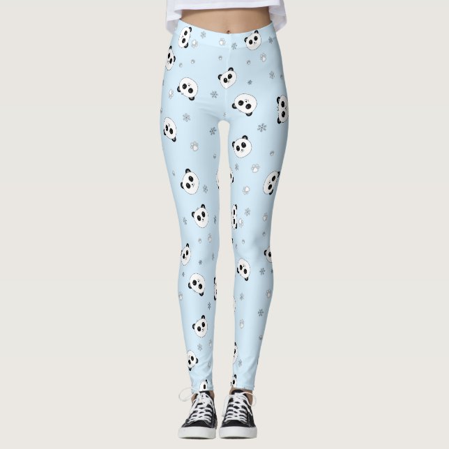 Leggings Guêtres des guêtres | de panda de bleu glacier | (Devant)
