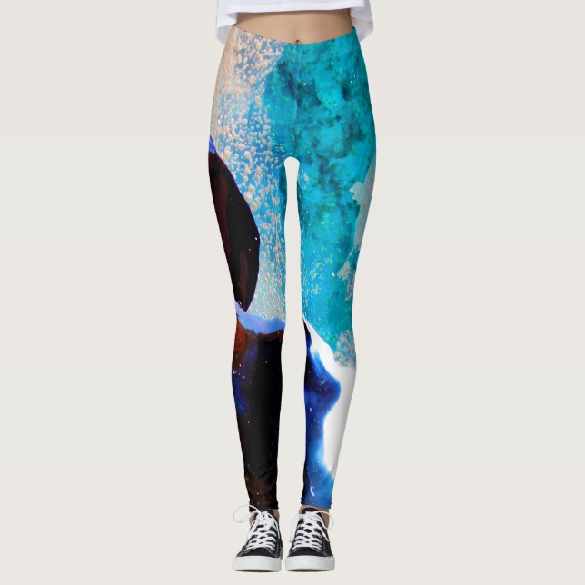 Leggings Guêtres d'étreinte d'océan et d'espace (Devant)