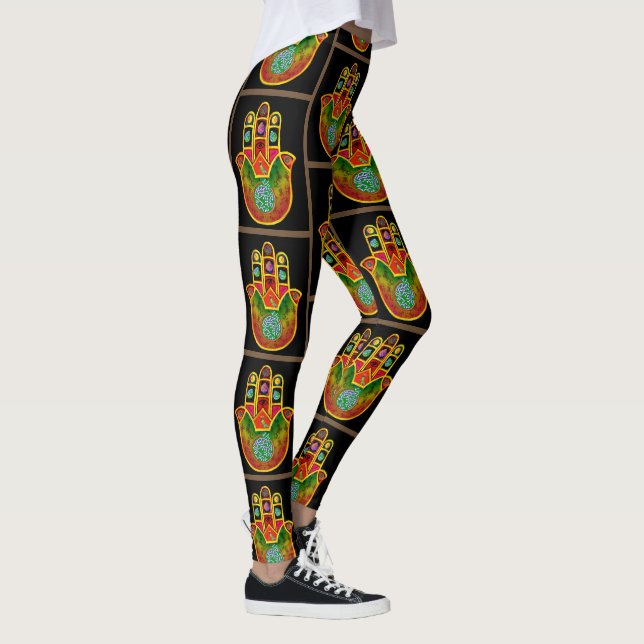 Leggings Guêtres d'heure-milliampère Jongg Hamsa (Droite)