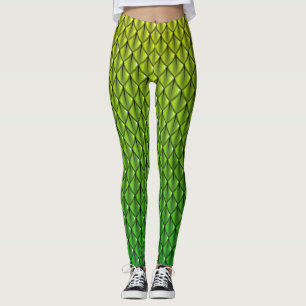 Leggings Guêtres d'imaginaire d'échelle de dragon vert de